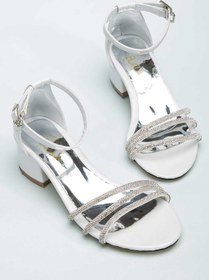 Resim miram shoes Kız Çocuk Beyaz 3 Taşlı Toka Detaylı Günlük Ayakkabı 