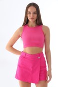 Resim ASEDE Kadın Fitilli Kaşkorse Basic Crop Bluz 