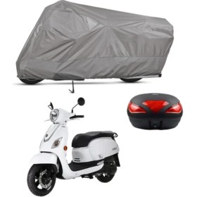 Resim Teksin Sym Fiddle 3 125 Arka Çanta Uyumlu Motosiklet Brandası Motor Brandası (A+ Kalite) 