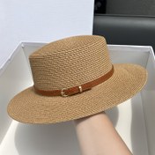 Resim Rattan Geniş Kenarlı Düz Üst Kadın Yazlık Fransız Vintage Seyahat Plaj Şapkası Tatil Fotoğraf Moda Saman Şapka 