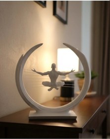 Resim Mey İthalat 3d Zen Heykeli Ay Formlu Meditasyon Yapan İnsan Figürü Dekor 