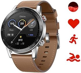 Resim HONOR MagicWatch 2 Erkekler için 46mm Akıllı Saat Bluetooth Kalp Hızı Monitörü ve Stres Monitörü, Spo2, 14 Gün Bekleme, GPS, Kahverengi 