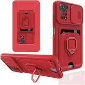 Resim m.tk moveteck Xiaomi Redmi Note 11s Uyumlu Kılıf Kamera Korumalı Kızak Lens Yüzüklü Kartvizitli Zuma Silikon 