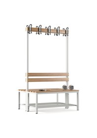 Resim Ayakkabılıklı 4 Ayaklı Çift Taraflı Bank, Kanca Şeritli Bank, 10 Kanca, 100x85x170 Cm, Spor Bankı 