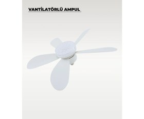 Resim 5 Kanatlı Vantilatör LED Ampul 3 Renk - Kumandalı 