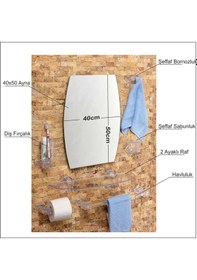 Resim Çoklu 7 Parça 50X40Cm Büyük Otel Banyo Cafe Wc Tuvalet Ayna Seti Şeffaf 