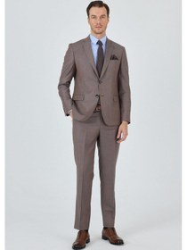 Resim İmza Turuncu Mono Yaka Düz 2 Düğme Classic Yünlü Slim Fit Takım Elbise 1001250175 Turuncu 