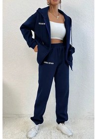 Resim Sierra Nevada Kışlık Hırka Eşofman Altı Alt Üst Takım - Lacivert Baskılı Fermuarlı Kapüşonlu Lacivert 