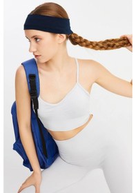 Resim Kadın %100 Pamuklu Penye, Kaymaz, Terletmez, Ultra Hafif, Spor Saç Bandı Bandana - Tek Ebat / Lacivert Lacivert 