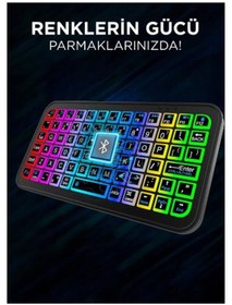 Resim Vothoon M7 SmartTv Işıklı Bluetooth Kablosuz Mini Q Klavye 