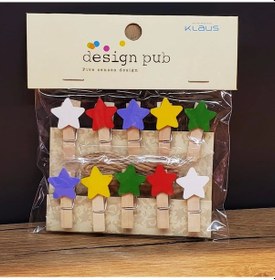 Resim Yıldız Tasarımlı Mini Fotoğraf Mandalları 