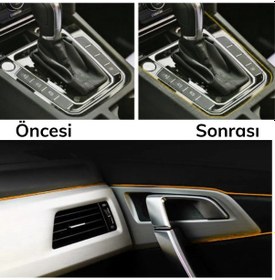 Resim Oto Trim Araç Dekorasyon Şeridi Kauçuk Elastik Şerit Gold Renk 