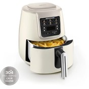 Resim Karaca Air Pro Cook Köz Steel XL Çelik Hazneli Airfryer Iconic Beige 4 Litre 4 Kişilik 