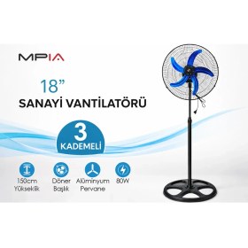 Resim MPIA Mpıa Vt-10 18" Sanayi Tipi Vantilatör 80W 3 Kademeli 