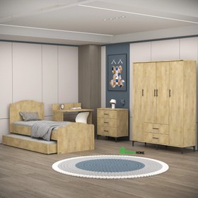 Resim Garaj Home Yaren 4 Kapaklı Genç Odası Takımı Meşe 