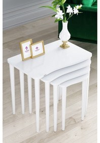 Resim Canisa Concept Kuğu Serisi Mdf Beyaz 4lü Sehpa Takımı Beyaz Gürgen Ayaklar Sehpalar Beyaz Ayakları Beyaz 