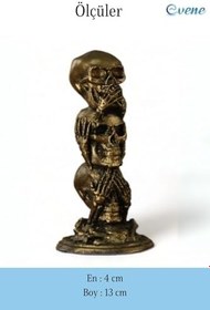 Resim Evene Biblo Dekoratif Obje Heykel Üç Maymun Biblo Dekoratif Süs Eşyası Altın Eskitme Renk Model 29, ebiblomodel29 