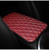 Resim Glitter Araba Merkezi Konsol Kapağı Mat Pu Deri Araba Kol Yolu Kapağı Kırmızı , Boyut:orta Konsol Kırmızı 