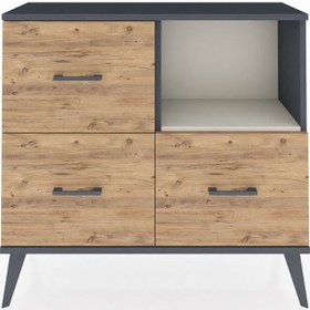 Resim Arges Şifonyer Tek Raflı 3 Çekmeceli 88x30x80 Antrasit-aytaşı/çam Aytaşı/çam 