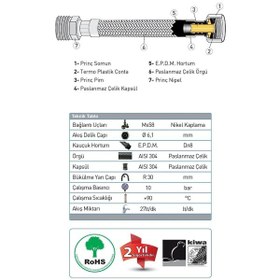 Resim Bağlantı Hortumu 3/8' ' -m10x1 30mm 70 Cm 