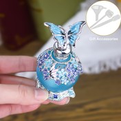 Resim 25ml Zarif Vintage Şık Tabanlı Emaye El Boyalı Kelebek Dekorlu Mat Parfüm Şişesi, Tatil Seyahat Parfüm ve Esansiyel Yağ Dağıtıcı Şişe, Kadınlar İçin Mükemmel Hediye (Parfümsüz, Sadece Boş Şişe) + Esansiyel Yağ Dolumları 