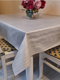 Resim Elyaflı Pvc Muşamba - Desenli Silinebilir Masa Örtüsü Fnt76b Gri 