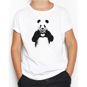 Resim Panda Love Siyah Çocuk Tişört Siyah 