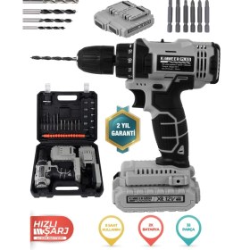 Resim Kimmeer Plus 12V Çift Akülü Çelik Mandren Akülü Vidalama Şarjlı Matkap 