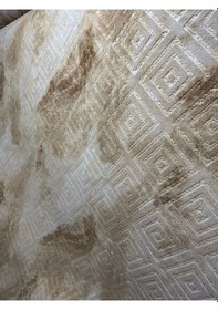 Resim Kabartmalı Halı Dokusunda Jel Kaymaz Taban Yıkanabilir Kesme Yolluk Üst Kalite Kavun İçi Renk Desen Bej 