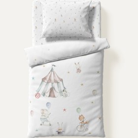Resim Circus %100 Organik Pamuk Tek Kişilik Çocuk Nevresim Takımı 120 x 200 cm 