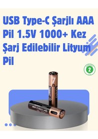 Resim Mey İthalat Usb Type-c Şarjlı Aaa Lityum Pil 1000+ Şarj Döngüsü İle Uzun Ömür 