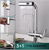 Resim Mutfak Eviye Bataryası Dual Flow Arıtma Çıkışlı Duş Şelale 4 Fonksiyonlu Spiralli 