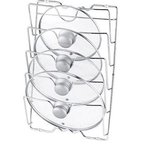 Resim Three Beans Metal Kurutma Pan Raf Duvar Asılı Pot Kapak Raf Pot Raf Kapağı Kapak Çok Fonksiyonlu Anti Güz 5 Katmanlı Metal Passız | (Gümüş) (Yurt Dışından) 