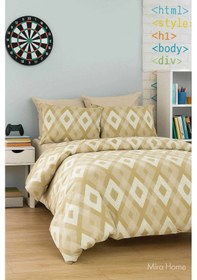 Resim Zigzag Desenli Sarı Pamuklu Tek Kişilik Nevresim Takımı Çok Renkli 