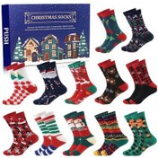 Resim 12 Günlük Geri Sayım Noel Çorapları Erkek 12 Günlük Noel Çorapları Advent Takvimi Sıcak Mavi 