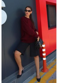 Resim Madmext Bordo Bisiklet Yaka Kadın Triko Kazak Mg2494 Bordo 
