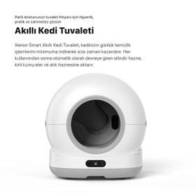 Resim Xenon Smart Akıllı Kamerasız Kedi Tuvaleti Çelik Kaseli 5 LT Mama Kabı Işıklı Su Pınarı ve Filtre 4'lü Pet Seti 