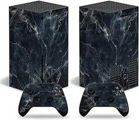 Resim Xbox Series X için ROIPIN Siyah Kaplama, X-Box Series X Konsol Denetleyicileri için Koruyucu Film Çıkartması, Kaplama Çıkartması Tam Kapak (Siyah Mermer) 