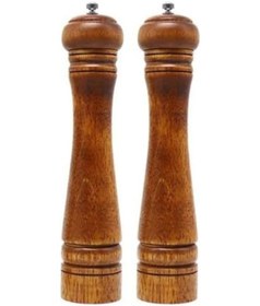 Resim Doğal Ahşap Gövdeli Öğütücü Seramik Bıçaklı Baharat Ve Tuz Değirmeni 27 Cm 2 Adet Açık Gri 