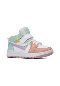 Resim Günlük Unisex Sneaker Bağcıklı Hafif Yumuşak Kaymaz Taban Bilekli Basketbol Ayakkabı 8070 Beyaz- Yeşil- Lila-20 