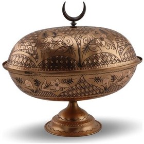 Resim Gül Çiçek Eskitme Bakır Gondol Şekerlik 30 cm 