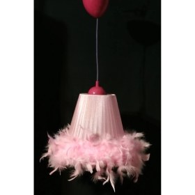 Resim Teknotrust Pembe Tüylü Avize Kız Çocuk Odası Bebek Odası Yatak Odası Avizesi Pembe Plastik Askılı 