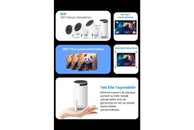 Resim Yüksek Çözünürlüklü Taşınabilir Projeksiyon Cihazı, Wi-Fi ve Bluetooth Destekli, Şık Beyaz. 