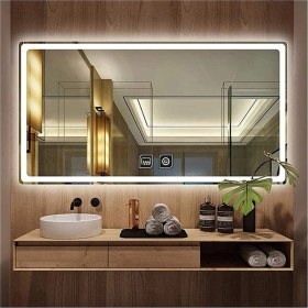 Resim Global Led Mirror 70 x 110 cm Dokunmatik Tuşlu Buğu Çözücü Ledli Banyo Aynası Dekoratif Ayna 