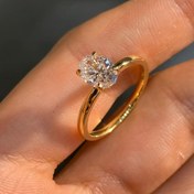 Resim 1 adet Zarif Altın Oval Kübik Zirkonya Nişan Yüzüğü - Kadınlar için Parlayan Düğün Yüzüğü, Günlük Giyim ve Özel Günler için Mükemmel, İdeal Sevgililer ve Anneler Günü Hediyesi 