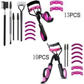 Resim 13 Parça 10 Parça Kirpik Kıvırıcı Kaş Fırçası Seti - Kirpik Kıvırıcı, Kirpik Tarak Ayırıcı, Maskara Fırçaları, Kirpik Uzatma Cımbızı, Açılı Kaş Fırçası ve Tarak 