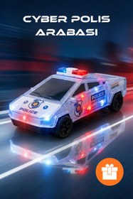 Resim viyol marketim Işıklı Sesli Cyber Polis Arabası Oyuncak Off-Road Fütüristik Tasarım 17 cm 