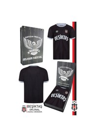 Resim Beşiktaş Orijinal Lisanslı Nostalji Siyah Çocuk Forma Kişiye Özel Hediyelik Ahşap Kutululu Siyah - Antrasit 