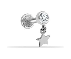 Resim Cherry By Özkonak Taşlı Yıldız Sallantılı Minimal Tragus Piercing Sarı 