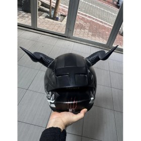Resim Print3dTr 24 CM Dev Kask Boynuzu - 3M Bantlı Özel Tasarım Motosiklet Kask Aksesuarı (Sadece Boynuz) 